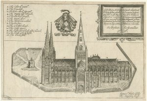 Cathédrale de Lichfield - Vue sud : gravure sur cuivre, nd [XVIIe siècle] - Robert Vaughan