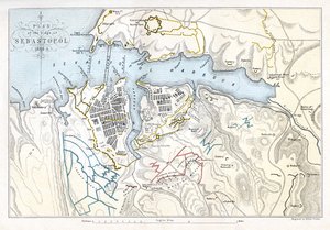 Carte montrant le siège de Sébastopol, Guerre de Crimée, 1854-1855, 1893