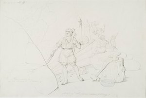 Ilmarinen takoo sampoa ; Originaalipiirustus piirrossarjaan "Kalewala, poème national finlandais, présenté en dessins R.W.Ekman"