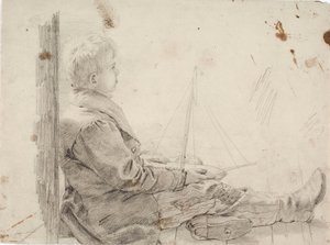 Garçon assis avec un voilier sur les genoux - Robert Wilhelm Ekman