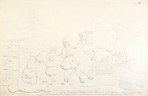Lemminkäinen et Hiiden Hirvi ; dessin original pour la série "Kalewala, Finsk National-dikt, framställd i teckningar af R.W.Ekman"