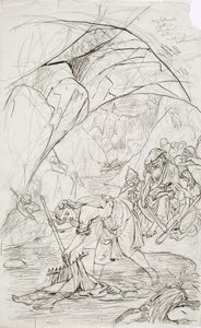 Mère du lemming de Tuonela, croquis pour une série de dessins animés sur le thème du Kalevala