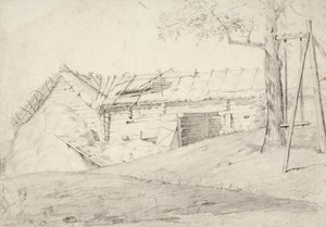 Une botte de paille et un arbre à feuilles caduques avec un tuteur - Robert Wilhelm Ekman
