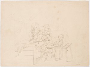 Fille avec deux enfants - Robert Wilhelm Ekman