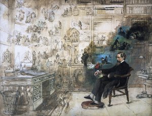 Un portrait posthume de Dickens et ses personnages ; Le rêve de Dickens, 1875 - Robert William Buss