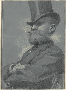 Homme avec un haut-de-forme, fumant un cigare - Robert William Vonnoh