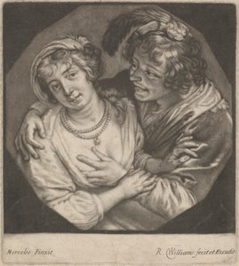 Jeune homme embrassant une femme
