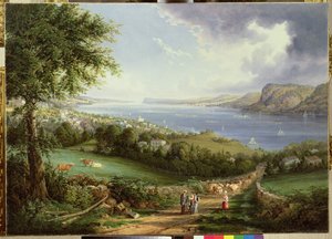 Vue de la rivière Hudson près de Sing Sing, New York, vers 1850