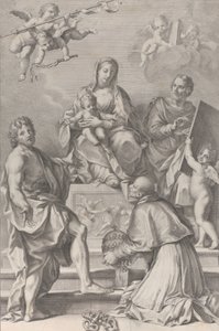 Madone et enfant au centre avec Saint Jean-Baptiste, Saint Luc, Pape Pierre Célestin