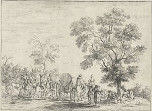 Chariot escorté par des cavaliers - Robert van den Hoecke