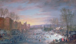 Patinage sur glace sur le Stadtgraben à Bruxelles, 1649