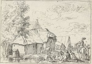 Kampement bij een dorp - Robert van den Hoecke