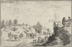 Nombreuses figures sur un chemin près d