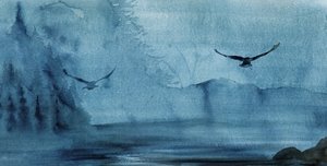 Des oiseaux dans la brume bleue - RodMacIver