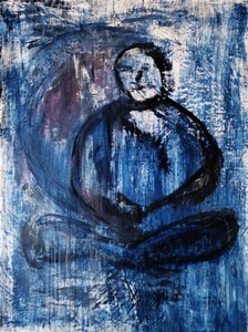 Personnage bleu en méditation - RodMacIver