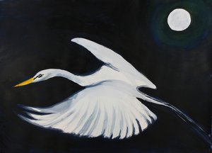 Aigrette blanche au clair de lune