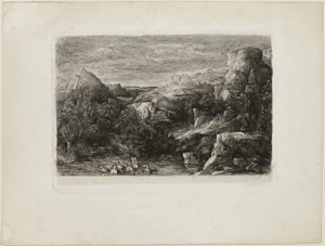 Baigneurs dans une piscine de montagne - Rodolphe Bresdin