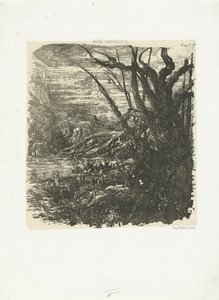 Paysage de montagne avec lac - Rodolphe Bresdin