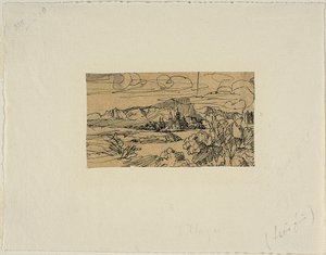 Cathédrale et village sur un lac - Rodolphe Bresdin