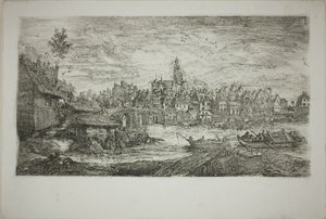 Ville avec Pont de Pierre - Rodolphe Bresdin