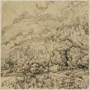 Paysage avec une vieille église - Rodolphe Bresdin
