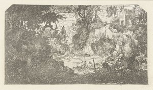 Paysage avec voyageurs au repos