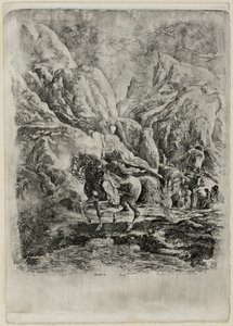 Cavalier oriental dans les montagnes - Rodolphe Bresdin