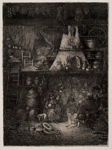 Intérieur paysan en Haute-Garonne, 1858 - Rodolphe Bresdin