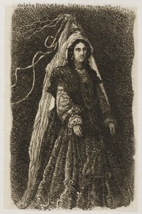 Femme en costume médiéval fantastique - Rodolphe Bresdin