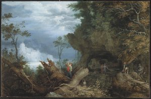 Paysage montagneux avec une entrée de mine, vers 1612-13