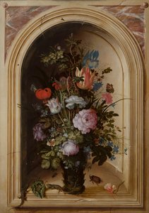 Vase de fleurs dans une niche en pierre, 1615