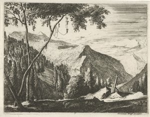 Paysage de montagne avec croix - Roelant Roghman