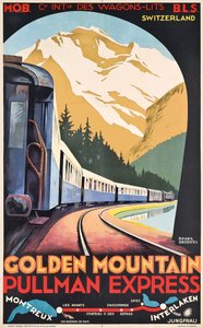 Affiche de la Compagnie Internationale des Wagons-Lits annonçant le Golden Mountain Pullman Express, vers 1930 (lithographie en couleurs) - Roger Broders