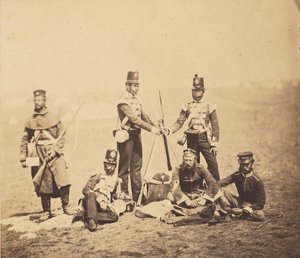 Infanterie anglaise mettant les fusils en faisceau - Roger Fenton