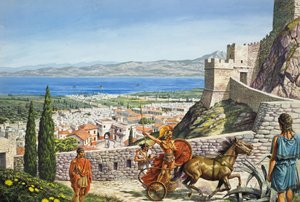 Corinth - Citadelle à la croisée des chemins (gouache sur papier) - Roger Payne