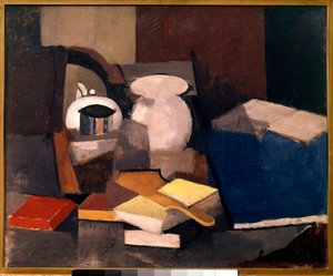 Nature morte avec livres et cartes. Peinture par Roger de La Fresnaye (1885-1925) 1913. Paris, Musée national d
