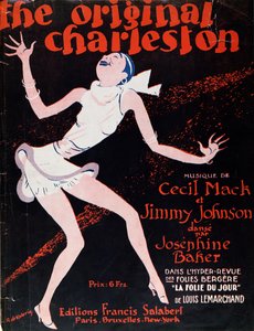 Josephine Baker (1906-75) dansant le Charleston, affiche publicitaire pour un spectacle aux Folies Bergère - Roger de Valerio