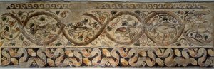 Rome antique : mosaïque des saisons représentant des fleurs et des animaux