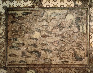 Art romain : mosaïque des poissons - Roman