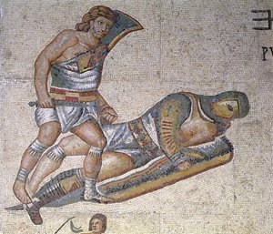 Bataille entre gladiateurs, détail d