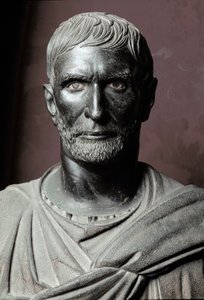 Buste de Brutus (Bruto Capitolino) - Sculpture en bronze, 300 av. J.-C., Dim. 79 cm - Rome, Musei Capitolini, Palazzo dei Conservatori, Sala dei Trionfi - Buste de Lucius Junius Brutus, connu sous le nom de Brutus Capitolin - Sculpture en bronze