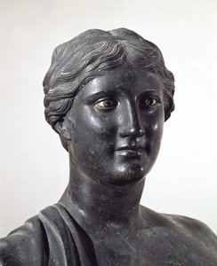 Buste de Sappho, statue en bronze, de la Villa des Papyrus, Herculanum, Campanie, Italie, civilisation romaine - Roman