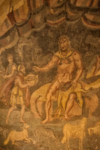 Mosaïque de sol de Cyclope, Villa Romana del Casale, Piazza Armerina, Sicile, Italie - Roman