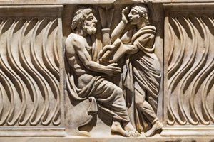 Décoration sur un sarcophage, image d