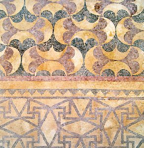 (détail) de carrelage géométrique, Maison de Thésée, Paphos, Chypre mosaïque - Roman