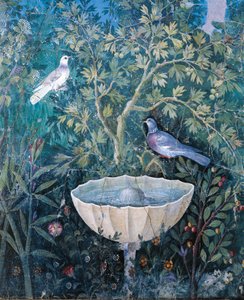 Détail de la fontaine et des oiseaux d