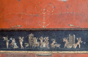 Frise représentant des cupidons, Maison des Vettii, Pompéi (Liste du patrimoine mondial de l