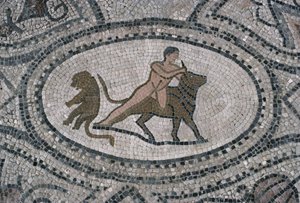 Hercule et le taureau crétois, du sol de 