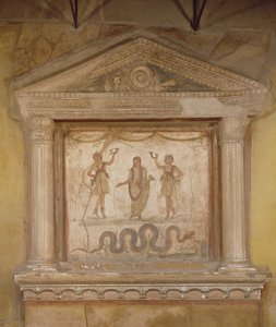 Sanctuaire domestique, de la Casa dei Vettii (fresque sur pierre) - Roman