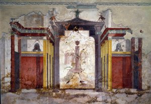 Vue intérieure des fresques de la salle des masques